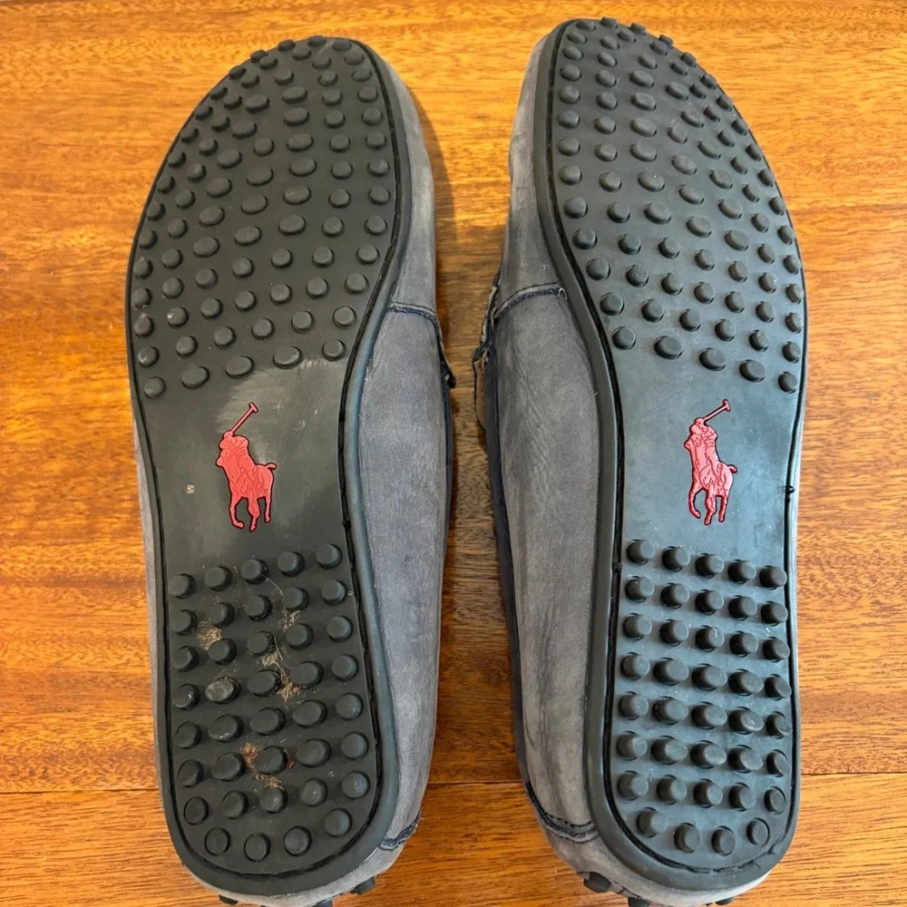 Polo Ralph‎ Lauren Driving Loafers Blue Leather Men Size 11.5 D Woodley Moccasin - Picture 10 of 11